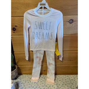 Rae Dunn Girls Light Pink Sweet Dreams Pajama Set Size 6 NWT